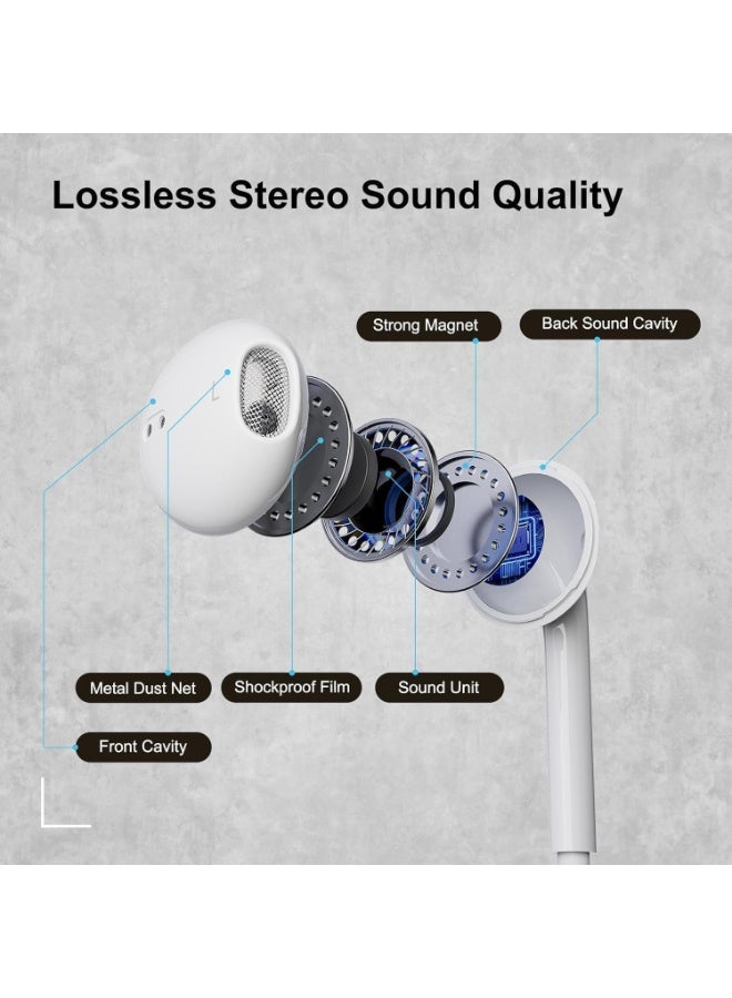 أكاليكس سماعات رأس سلكية من النوع C، متوافقة مع أجهزة iPhone، سماعات أذن سلكية USB-C مزودة بميكروفون وأزرار تحكم في مستوى الصوت، سماعة رأس مانعة للضوضاء لأجهزة iPhone من النوع C و iPad و Samsung من النوع C - Image 4